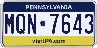 PA license plate MQN7643