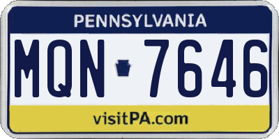 PA license plate MQN7646