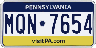 PA license plate MQN7654