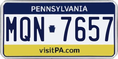 PA license plate MQN7657