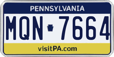 PA license plate MQN7664