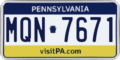 PA license plate MQN7671