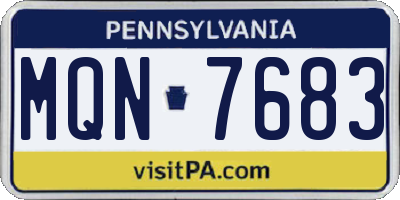 PA license plate MQN7683