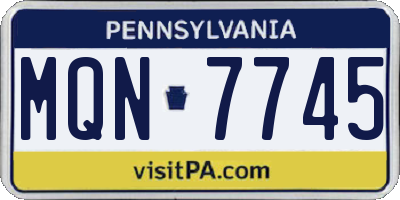 PA license plate MQN7745