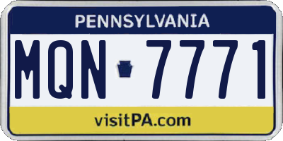 PA license plate MQN7771