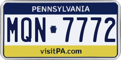 PA license plate MQN7772