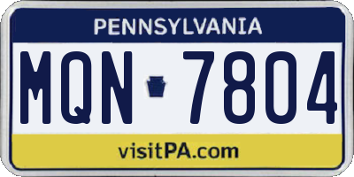 PA license plate MQN7804