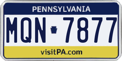 PA license plate MQN7877