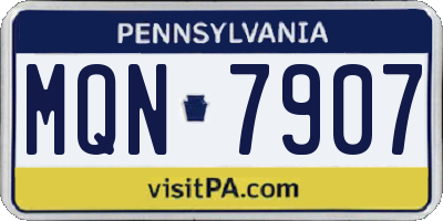 PA license plate MQN7907