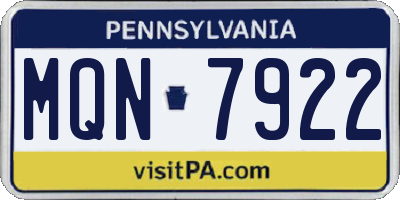 PA license plate MQN7922