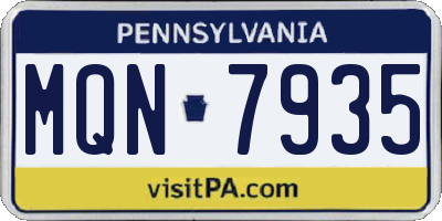 PA license plate MQN7935