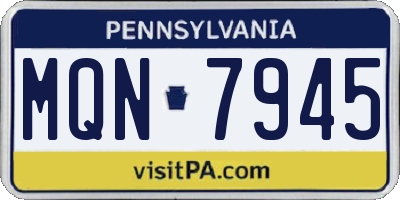 PA license plate MQN7945