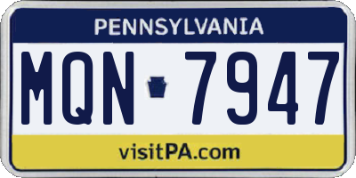 PA license plate MQN7947