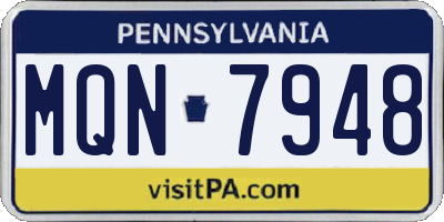 PA license plate MQN7948