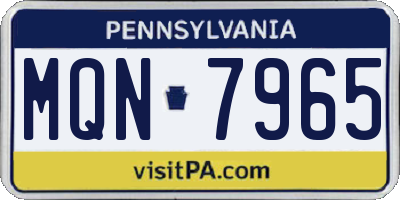PA license plate MQN7965