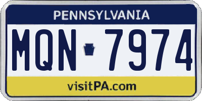 PA license plate MQN7974