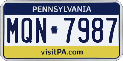 PA license plate MQN7987