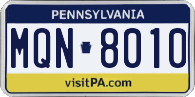 PA license plate MQN8010