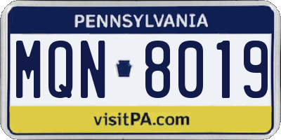 PA license plate MQN8019