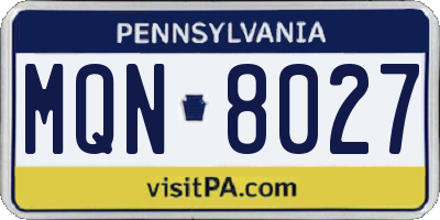 PA license plate MQN8027