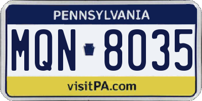 PA license plate MQN8035