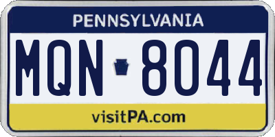 PA license plate MQN8044