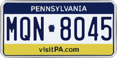 PA license plate MQN8045