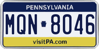 PA license plate MQN8046