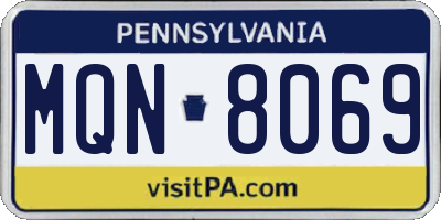 PA license plate MQN8069