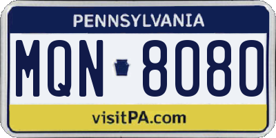 PA license plate MQN8080