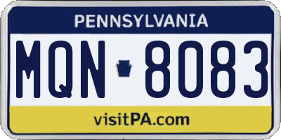 PA license plate MQN8083