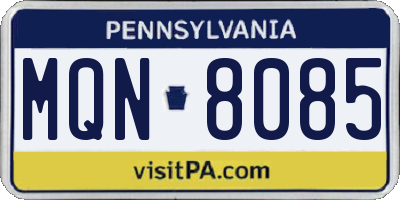 PA license plate MQN8085