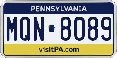 PA license plate MQN8089