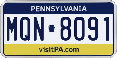 PA license plate MQN8091