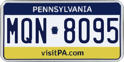 PA license plate MQN8095