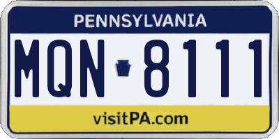 PA license plate MQN8111
