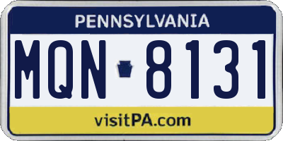 PA license plate MQN8131
