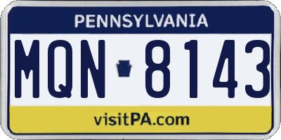 PA license plate MQN8143