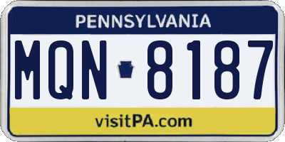 PA license plate MQN8187