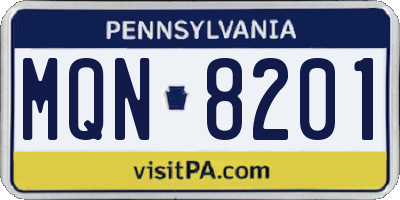 PA license plate MQN8201