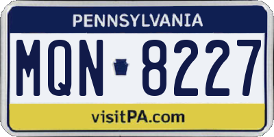 PA license plate MQN8227