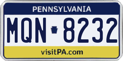 PA license plate MQN8232
