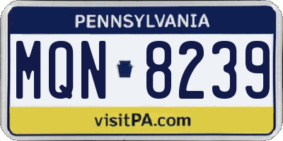 PA license plate MQN8239