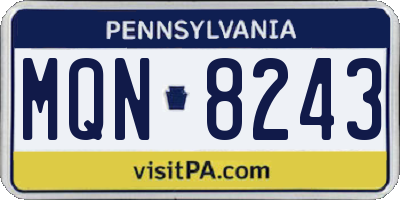 PA license plate MQN8243