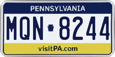 PA license plate MQN8244