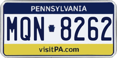 PA license plate MQN8262
