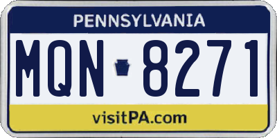 PA license plate MQN8271