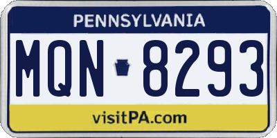 PA license plate MQN8293