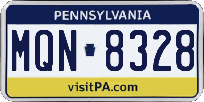 PA license plate MQN8328