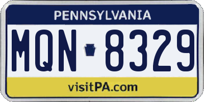 PA license plate MQN8329